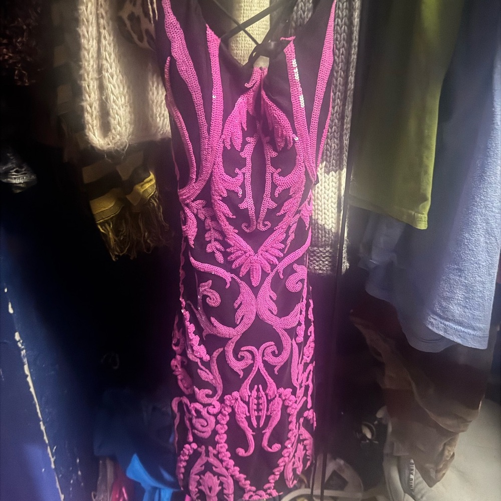 Elegant Pink and Black Women's Dress